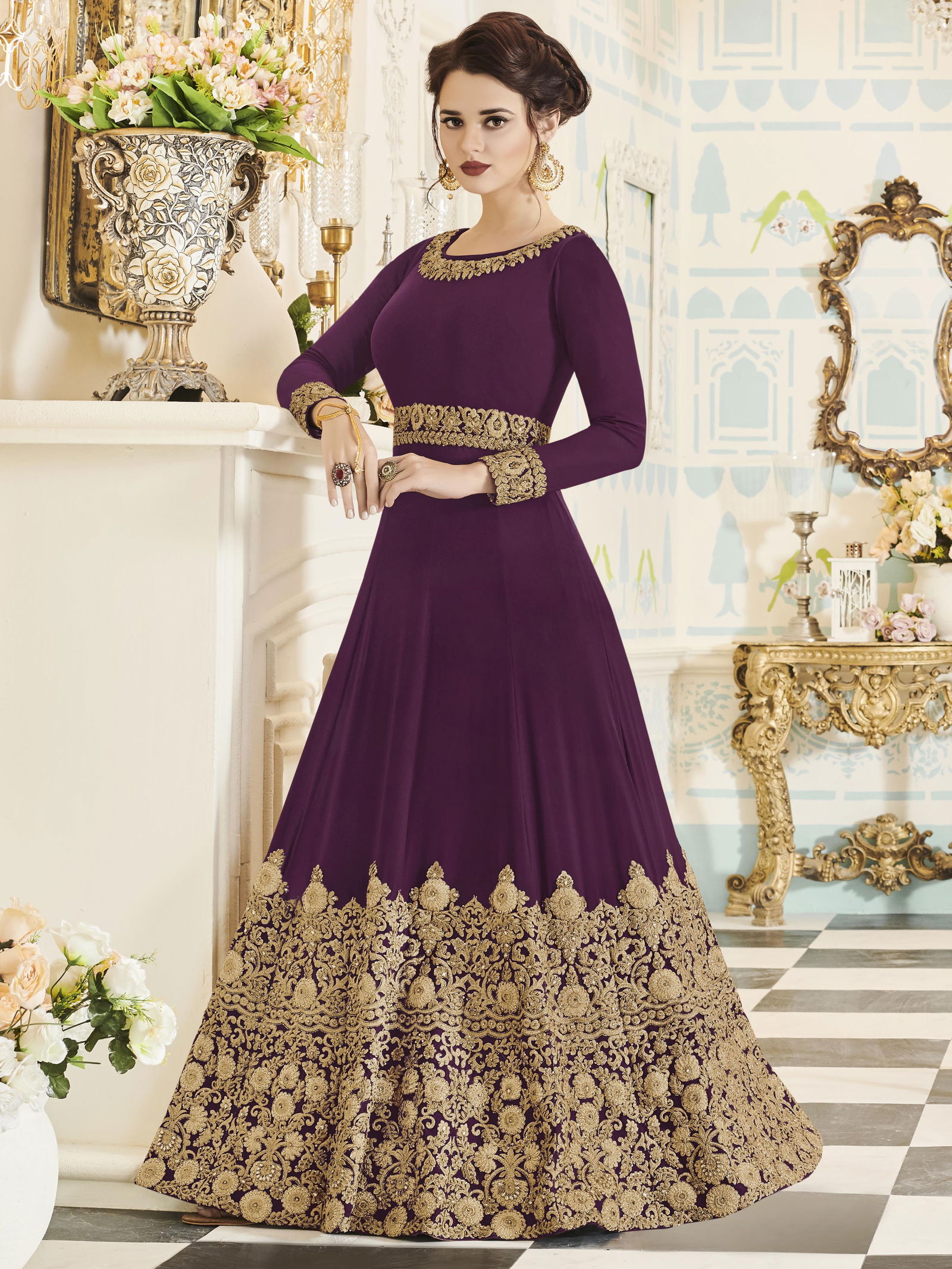 Veeda Gold By Aashirwad Colour Embroidered Georgette Salwar Kameez Wholesale Market In Surat